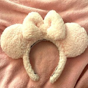 Teddy bear fleece pink Minnie Mouse ears headband